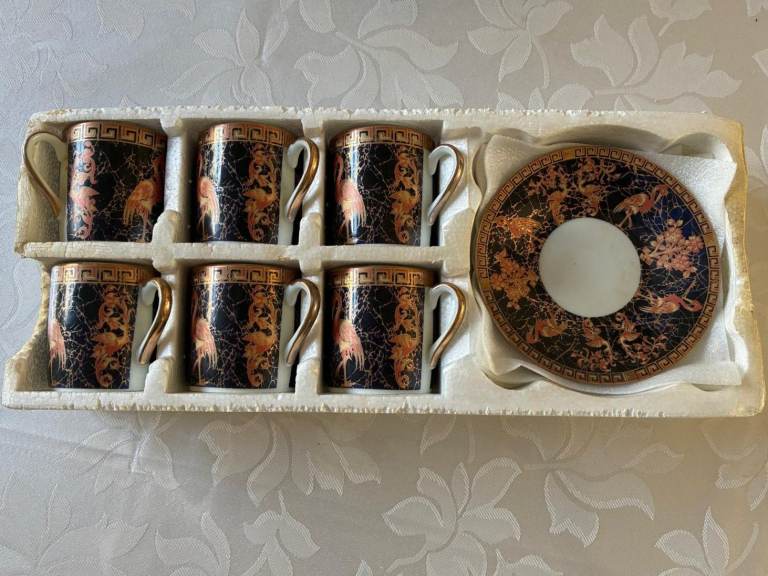 Flamingo Mug and Saucer Set for serving Turkish coffee or espresso coffee
