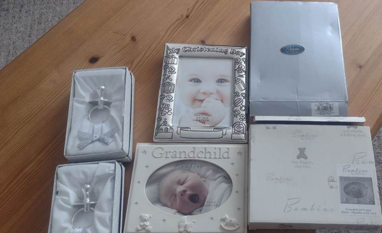 Baby Photo Frames & Keepsakes – Silver & White, As Good As New