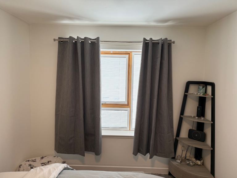 Grey Lined Eyelet bedroom curtains 4 sale 