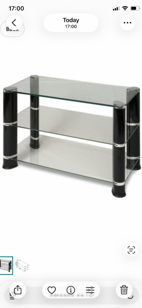 Tv stand 32 inch - black with clear glass