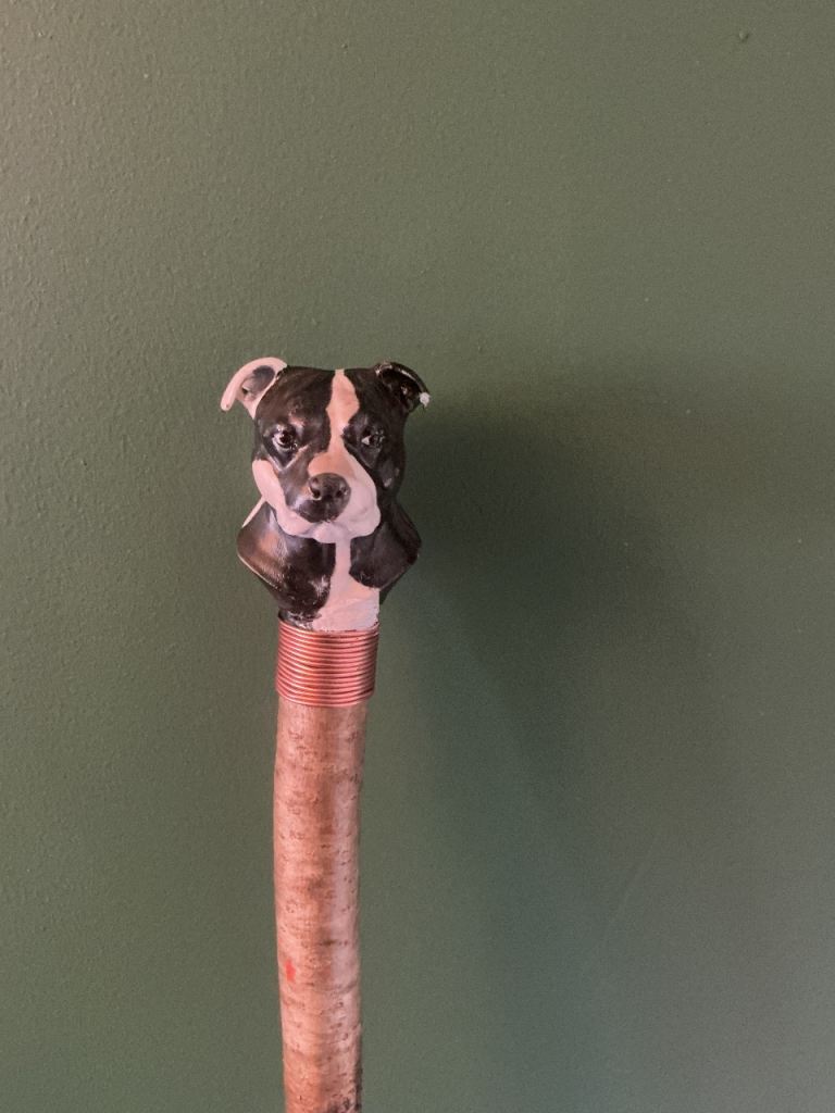 Staffy head thumb stick