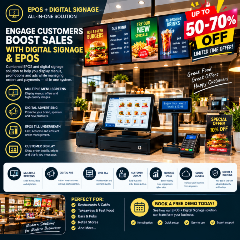 EPOS + Digital Signage System – 50–70% OFF | Free Demo