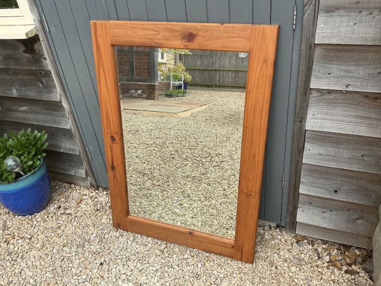 Large Oak Bevelled Mirror
