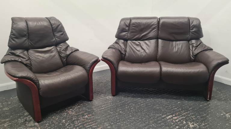 Ekornes Stressless 2 Seater Reclining Sofa & Reclining Chair 1303247