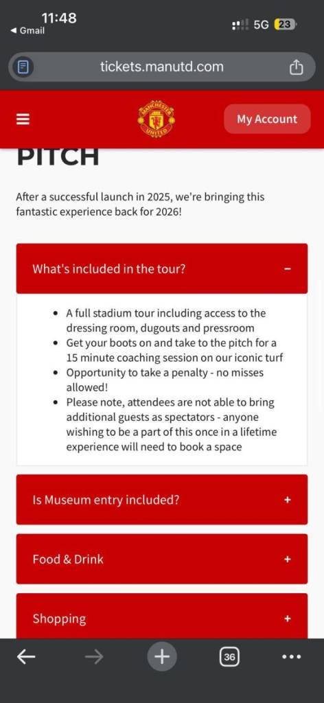 Manchester United: play on the Old Trafford pitch - selling below face value