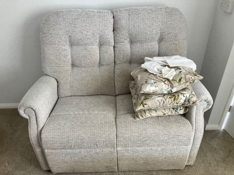 Comfortable Beige Fabric Sofa and recliner chair – Good Condition