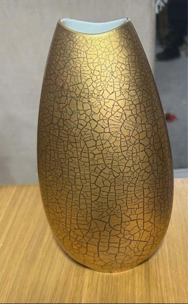 Vintage Rosenthal Handgemalt gold coloured vase. 