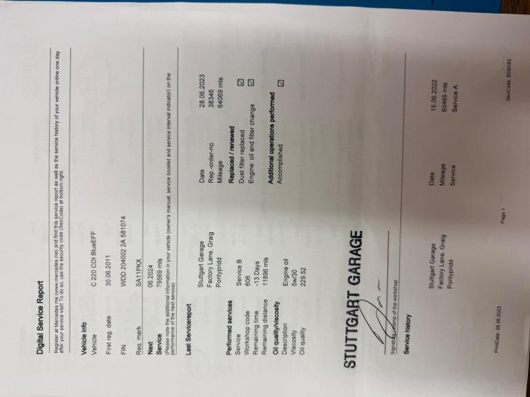 2011 Mercedes-Benz C Class C220 CDI BlueEFFICIENCY Sport 4dr Auto SALOON DIESEL Automatic