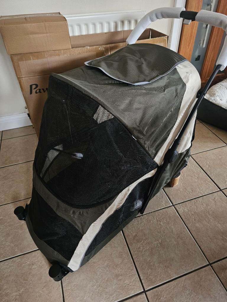 PawHut Dog Stroller Easy Folding for Medium Dogs 25 kg 4 Wheels Dark Green