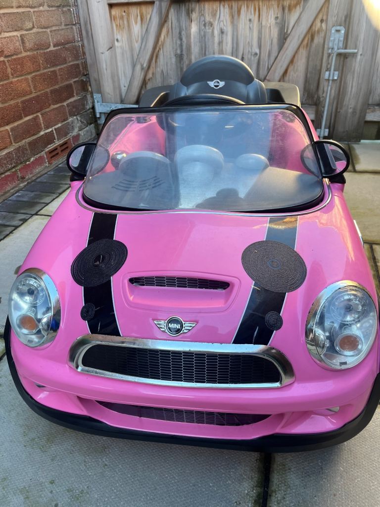 Pink Child’s Mini Cooper Electric Car