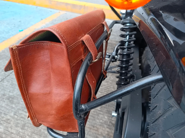 Motorcycle / Bike Side Pouch Brown Leather Side bag, Saddlebags Saddle Panniers 2 Bag