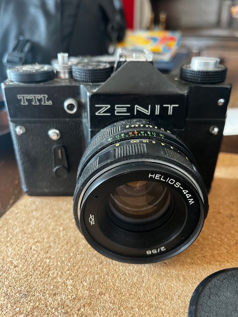 Zenit TTL Film Camera with Helios-44M Lens and Accessories