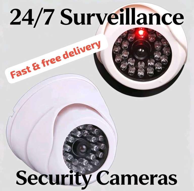 Dummy CCTV Dome Camera Fake Security Camera with Flashing Red LED Light