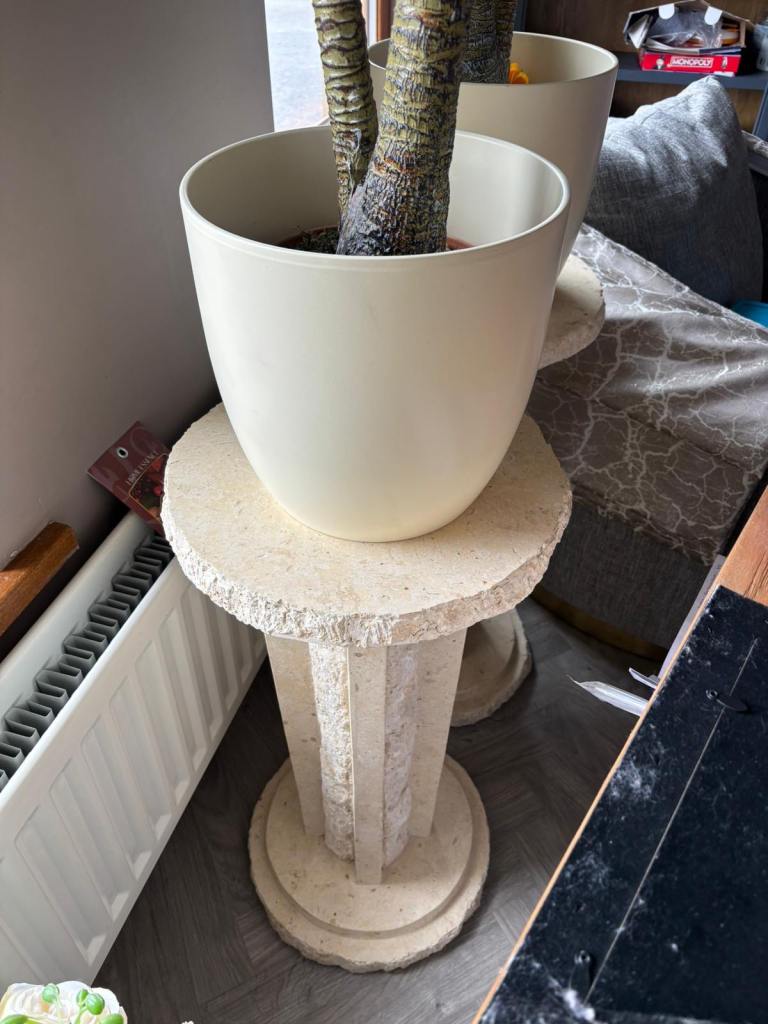 Stone Pedestal Plant Stand – Good Condition