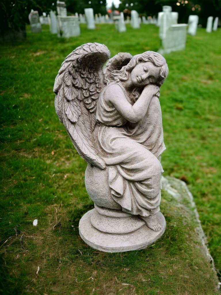 Angel On Ball stone statue,garden ornament