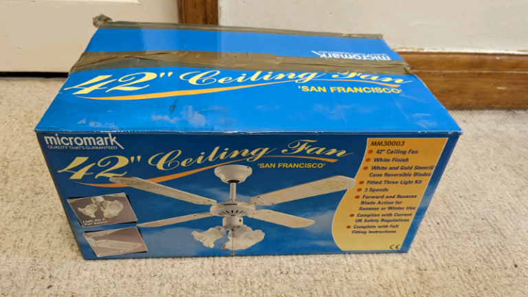 New White 42" San Francisco Ceiling Fan with Lights by Micromark