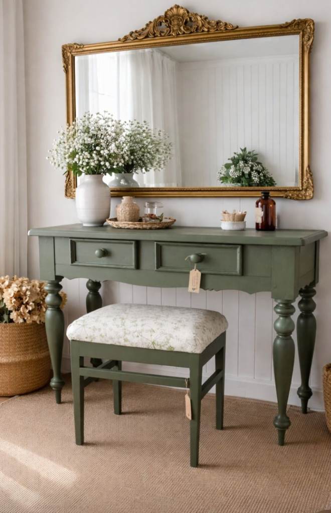 rare editions green dress Philippe Oak and Soft Green Painted Dressing Table main image 0