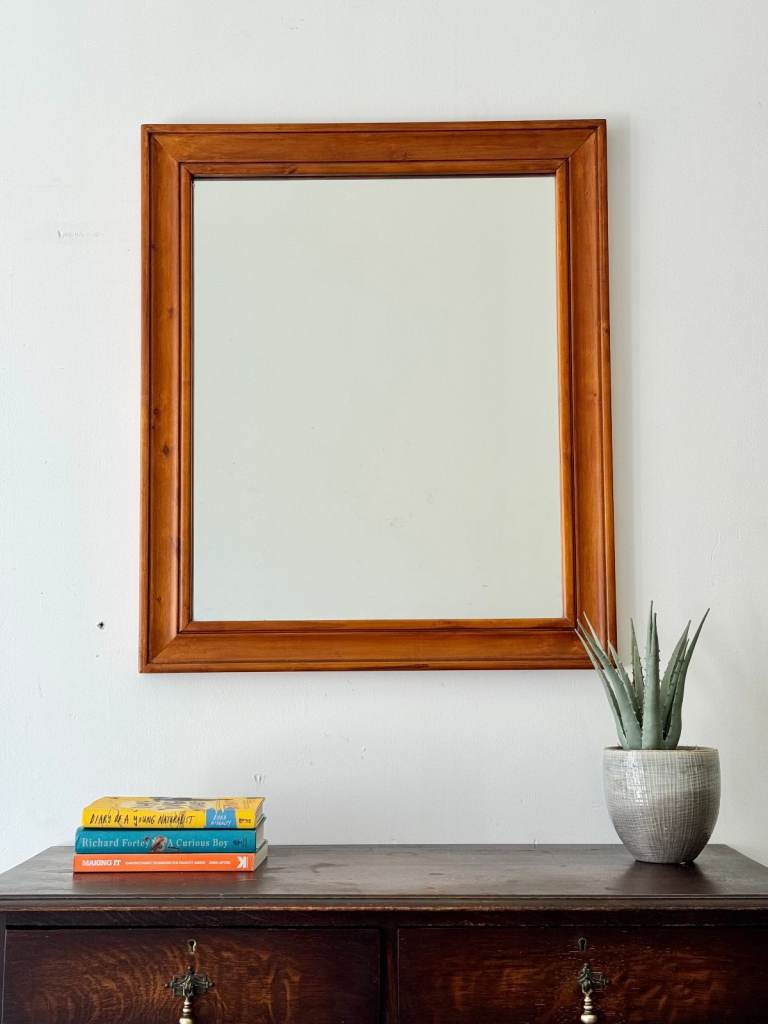 Rectangular Wall Mirror with Wooden Frame