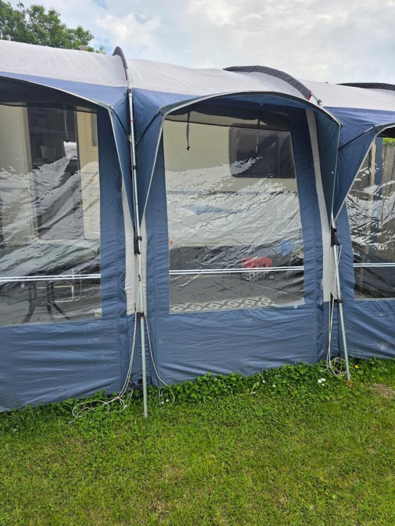 Caravan Awning - Blue & White, Good Condition