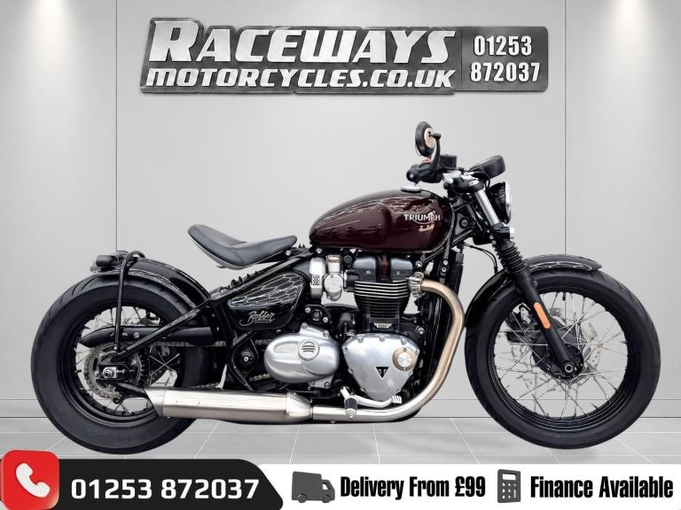 TRIUMPH BONNEVILLE BOBBER 2017 17 REG 3,417 MILES RED USED MOTORCYCLE 1200CC