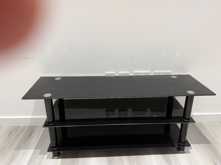 Black Tempered Glass TV Stand