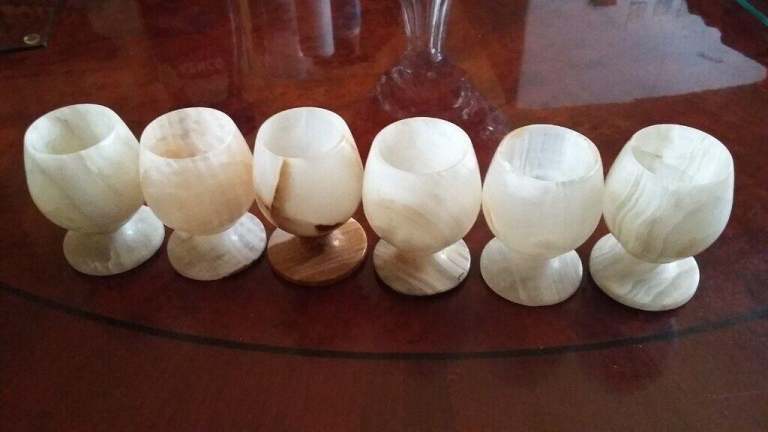 6 Onyx marble egg cups