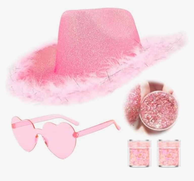 SHENYI Glitter Cowgirl Hat, Heart Sunglasses Body Glitter Face Glitter Cowboy