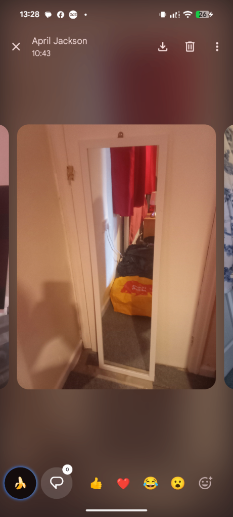 Full-Length White Framed Mirror – Good Condition
