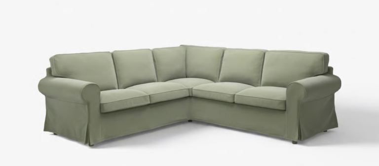 EKTORP Corner Sofa – Light Green Fabric, Good Condition