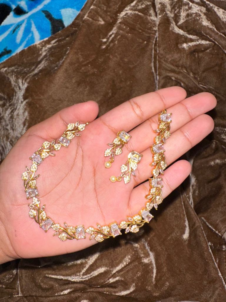 White Tone Necklace and Earring Set