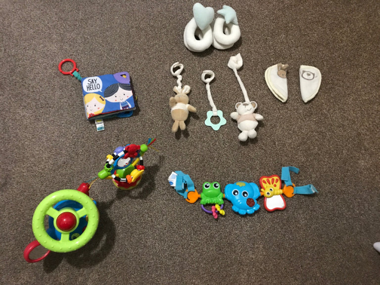 Can deliver Baby Pram stroller pushchair high chair cot car seat toys spiral book seat belt covers 