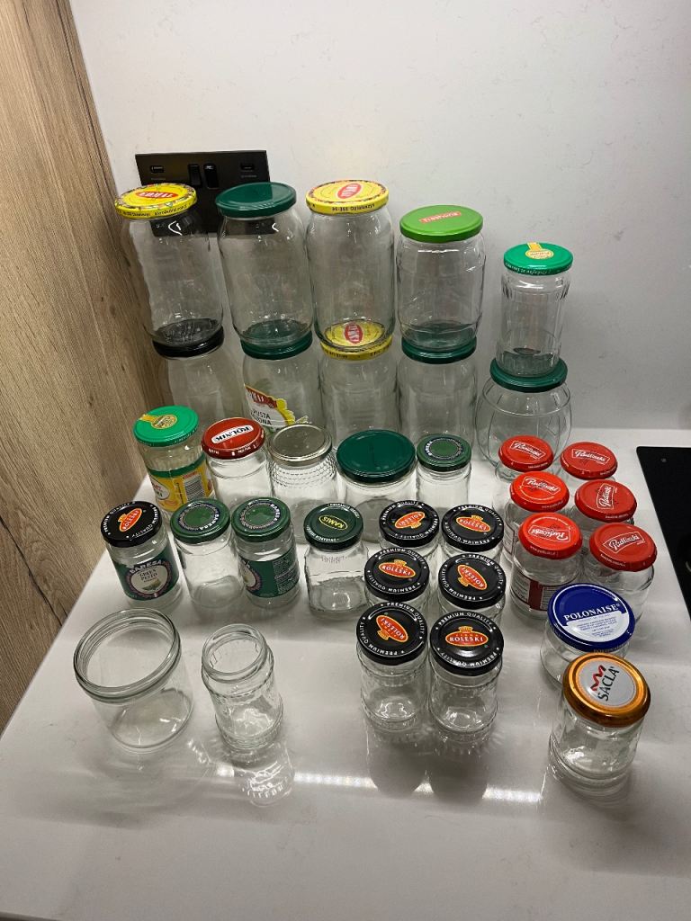 Jars- glass jars with lids, 35 jars