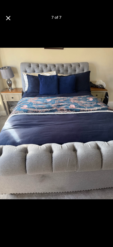 Furniture village double bed and oak land side tables