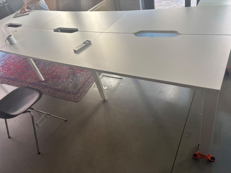 6 White Office Desk with Cable Management Cutouts