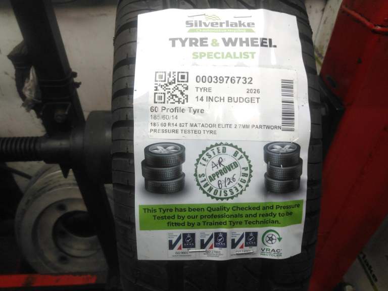 185 60 R14 82t Matador Elite 2 7mm Partworn Pressure Tested Tyre
