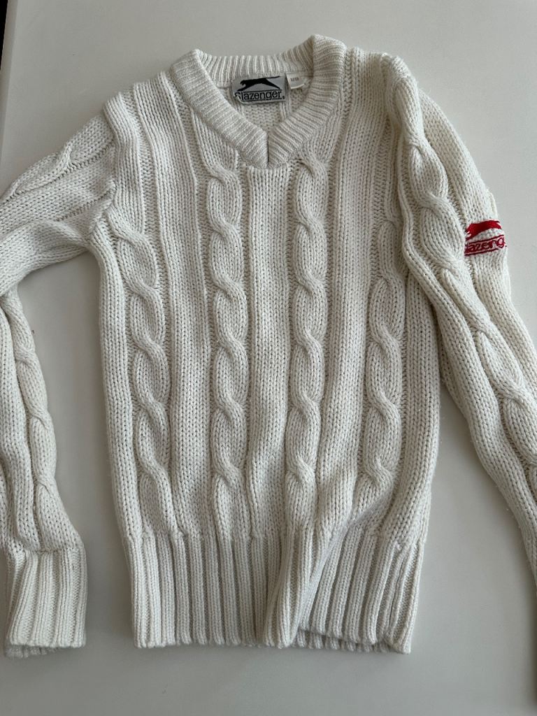 Slazenger White Cricket Knit Jumper