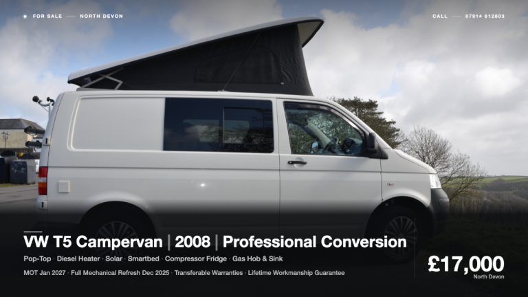 VW T5 SWB Campervan 2008 | Professional Conversion | Pop-Top | North Devon