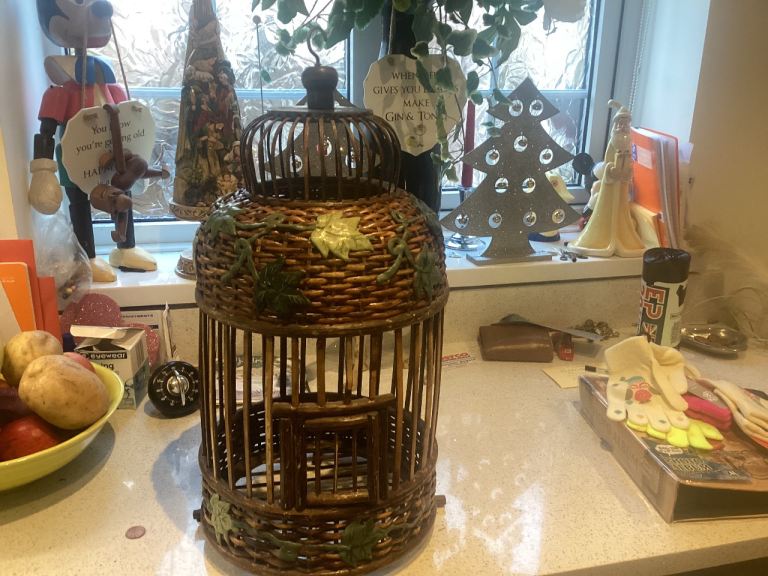 Vintage wicker birdcage