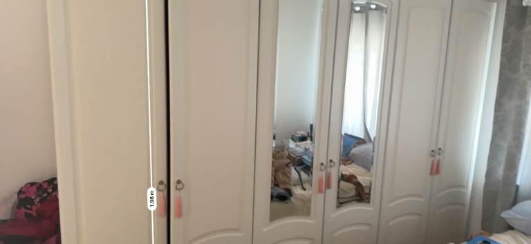 Free - White Wardrobe with Mirrored Doors – Good Condition