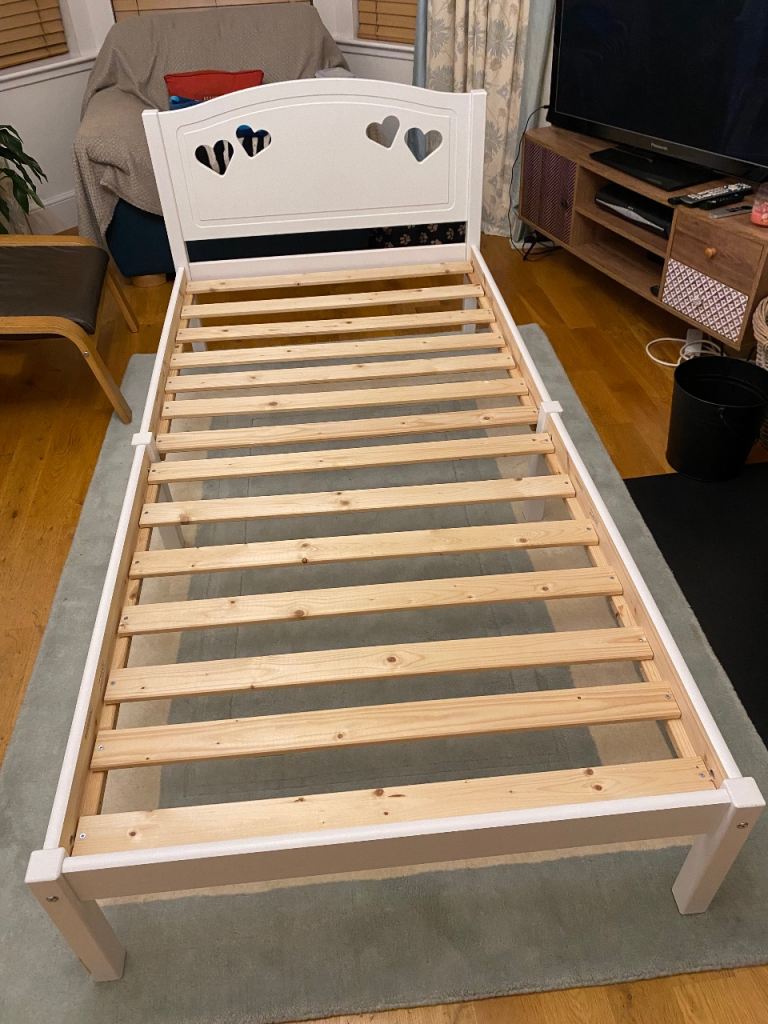 MIA Single Bed - White with Heart Cut-outs