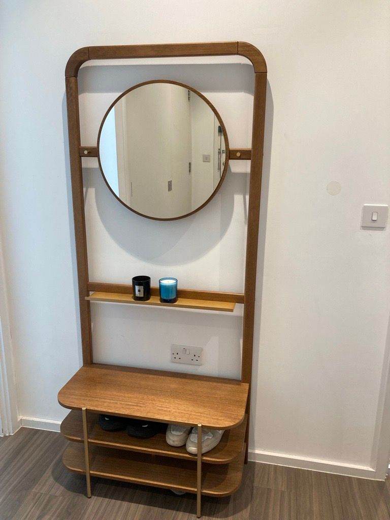 *SOLD Wooden Hallway Mirror & Shoe Rack Unit