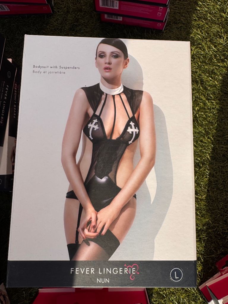 Fever Lingerie Nun Bodysuit with Suspenders – Size Large