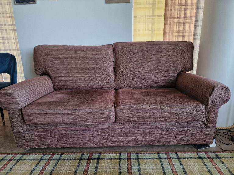 Comfortable Brown Three-Seater Sofa 