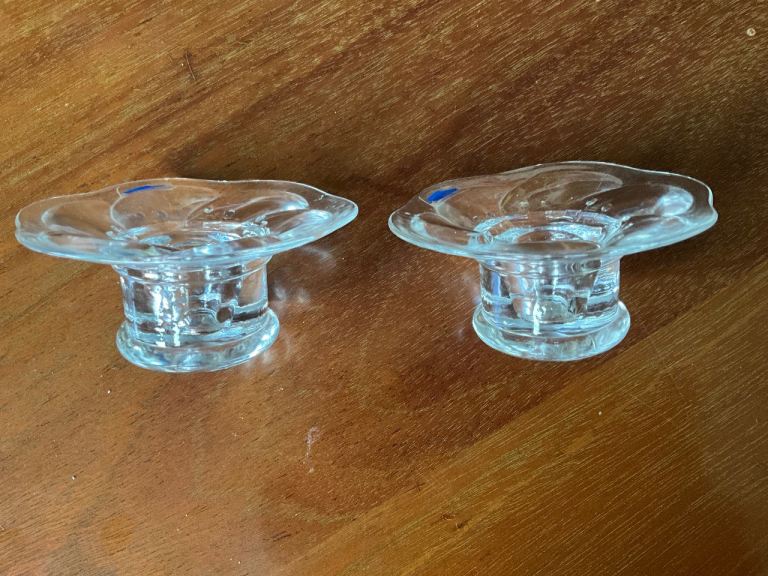 2 Vintage Finnish glass candle holders