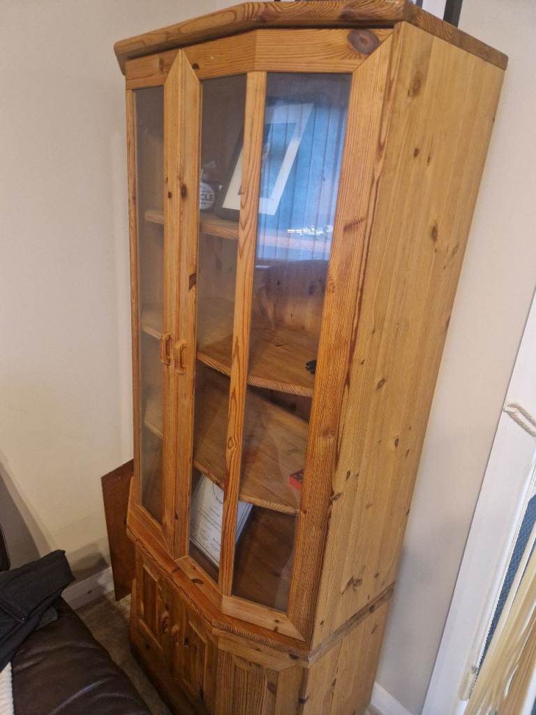 LARGE PINE DISPLAY CABINET 