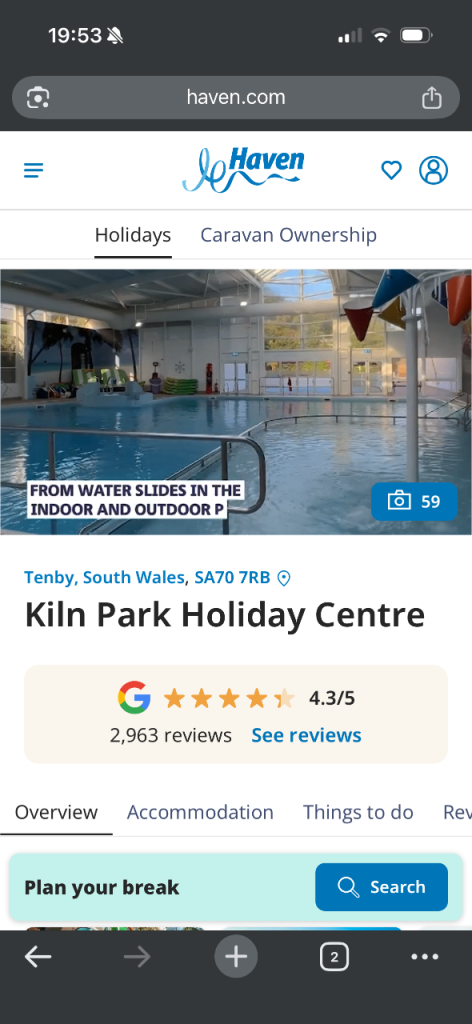 Caravan holiday Tenby 