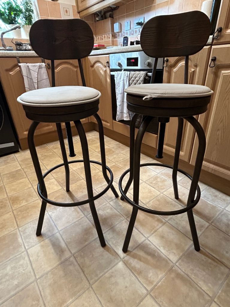 2 x industrial style bar stools 