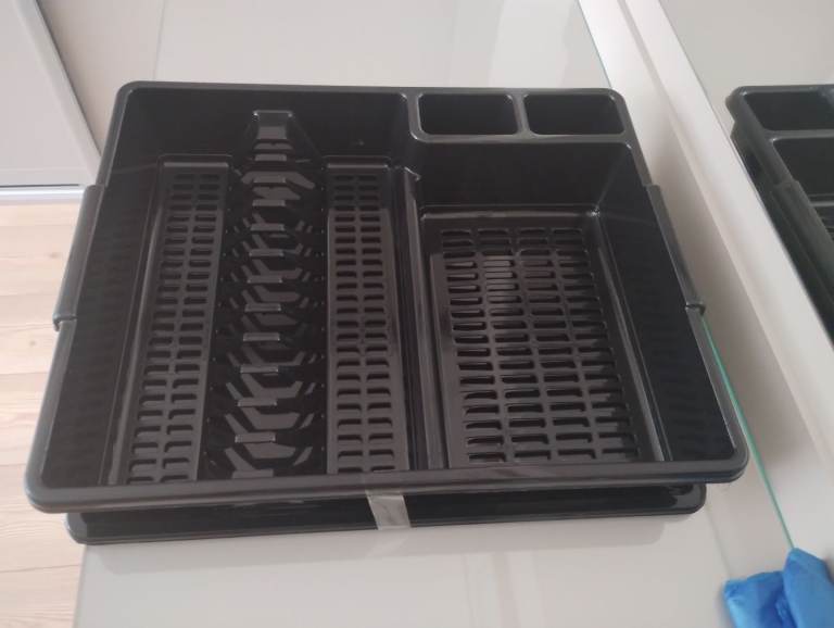 New Dish Draining Rack with Drip Tray. Black colour. Very good quality. 