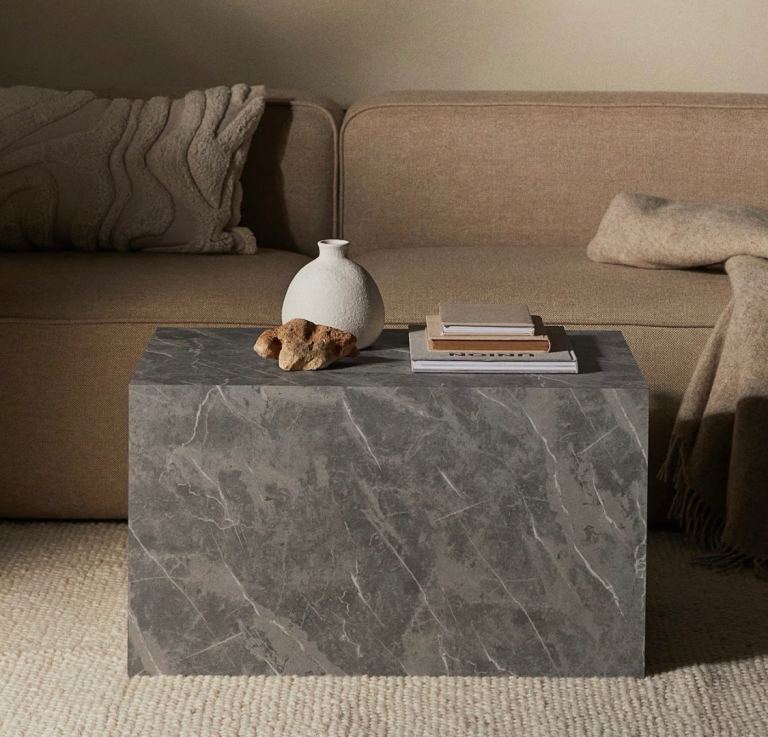 H&M grey cube marble effect coffee table 