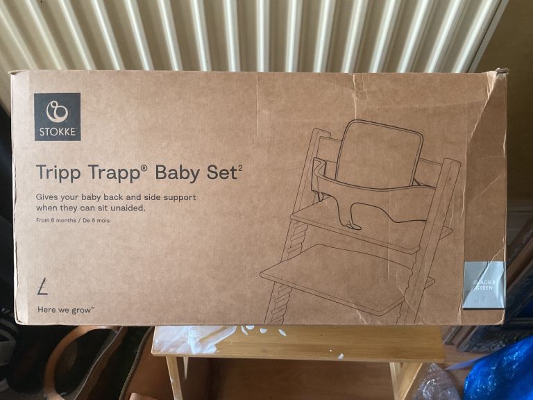 New Stokke Tripp Trapp chair 3 piece baby set, Glacier Green, £45